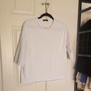 Massimo Dutti White Cotton T Shirt Size Large